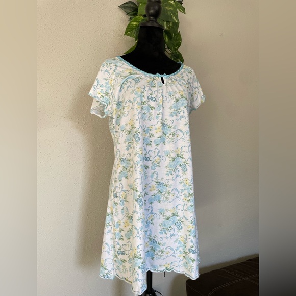 Kathryn Elegant Floral Dress pijama vintage with Blue Flowers Size L - Picture 3 of 8